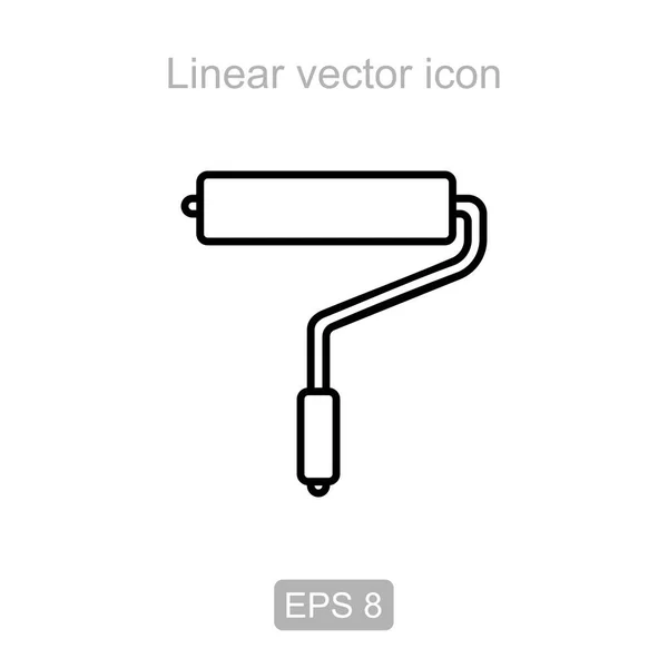 Rolo de pintura. Ícone vetorial linear . —  Vetores de Stock