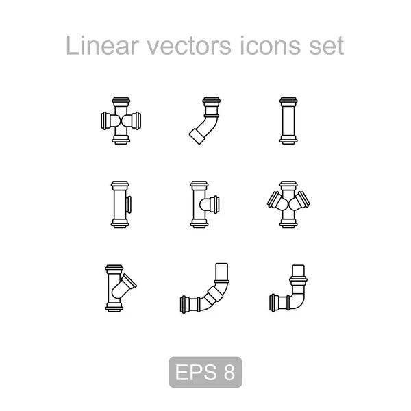 Conjunto de iconos de tuberías, accesorios. Icono lineal . — Foto de Stock