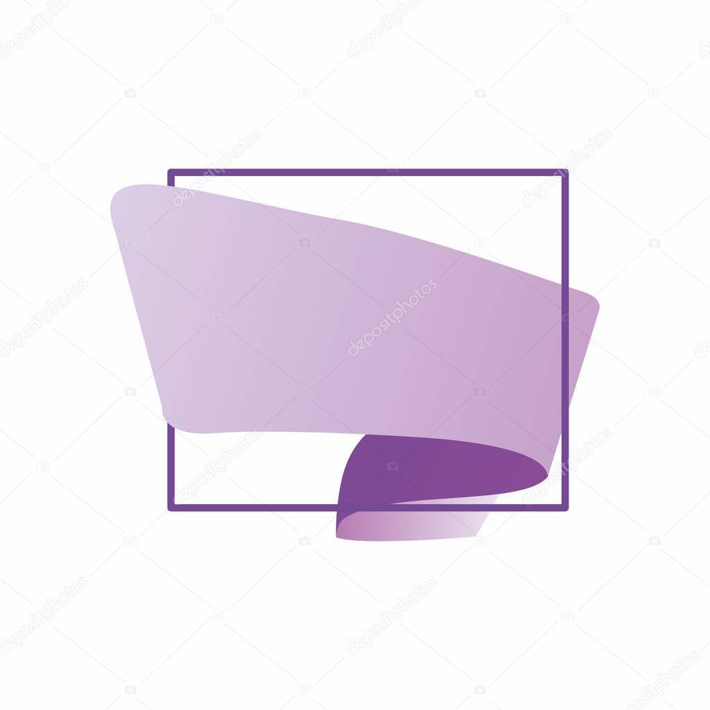 Abstract template banner with ribbon. In the style of origami