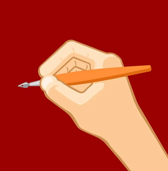 Pen in de hand — Stockvector