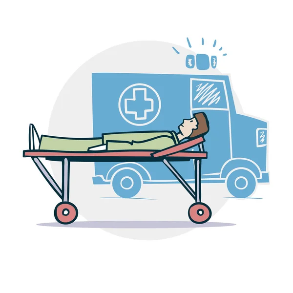 Ambulanza e illustrazione del paziente — Vettoriale Stock
