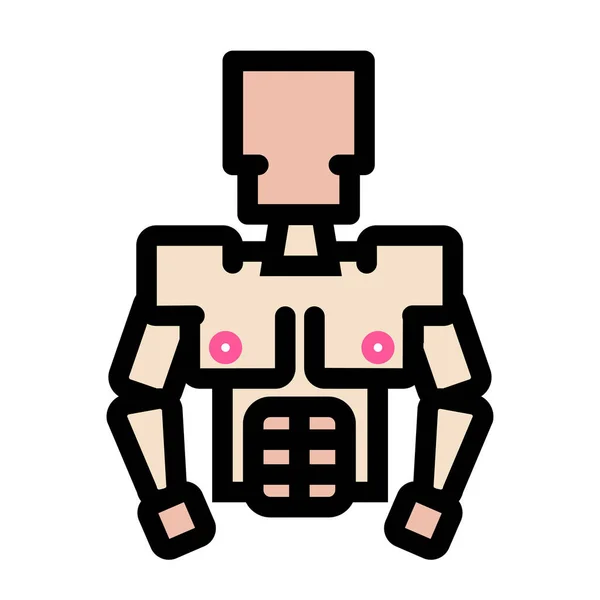 Músculos en el icono del torso del hombre — Vector de stock