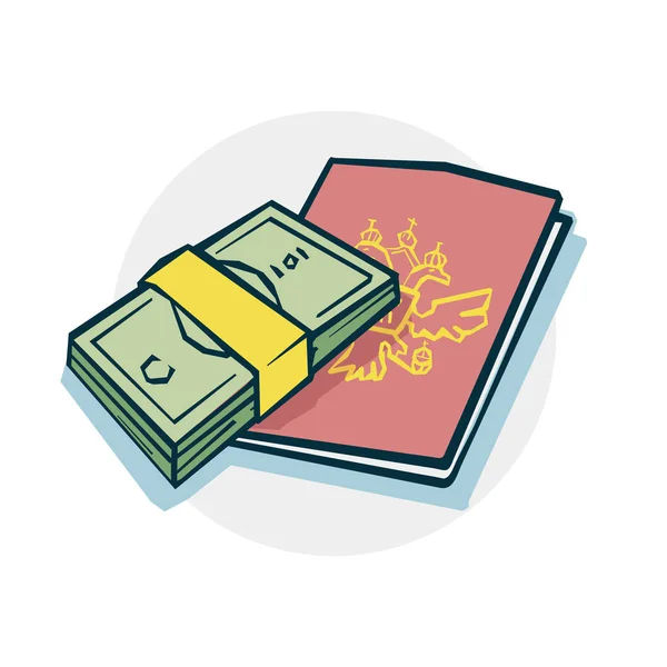 Para ve bir Rus passport simgesini
