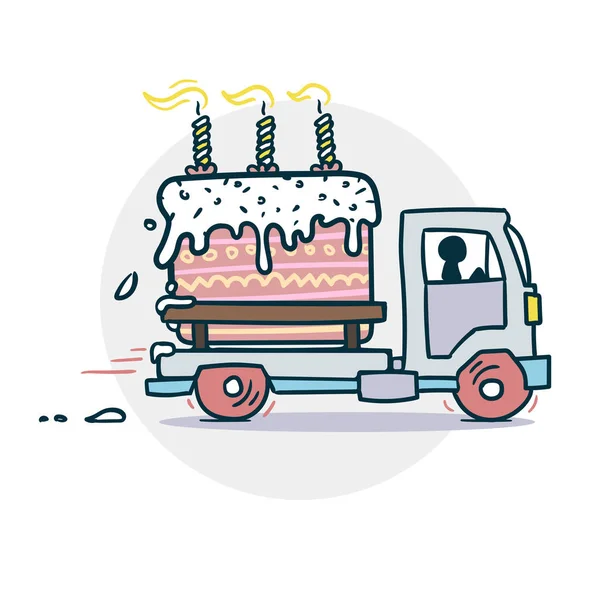 Adesivo consegna camion torta — Vettoriale Stock