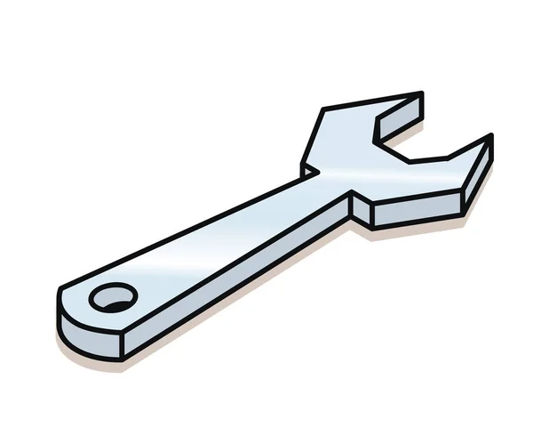 Wrench linear isometric funny cartoon style icon — Stock Vector