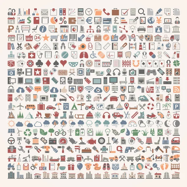 400 ícones planos — Vetor de Stock