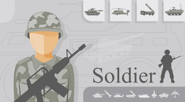 Ockupationen koncept - soldat — Stock vektor