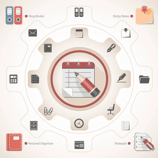 Concepto de suministros de oficina — Vector de stock