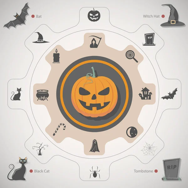 Elementos de Halloween con iconos — Vector de stock