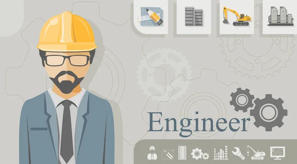 Engenheiro Com Ícones Relacionados —  Vetores de Stock