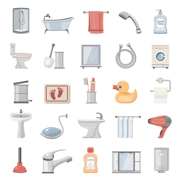 Flat Icons Bathroom Equipment Accessories — Stock Vector