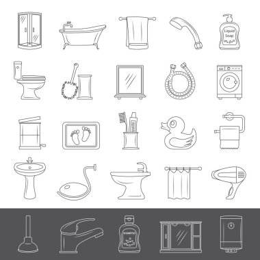 Satır simgeler - banyo ekipmanları ve aksesuarları