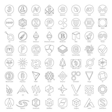 Cryptocurrency sembolleri - anahat seti