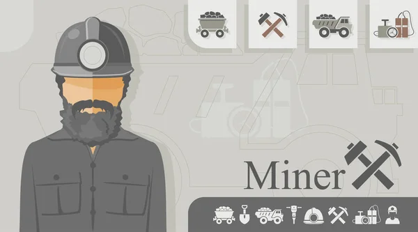 Bezetting Concept Miner Met Apparatuur — Stockvector