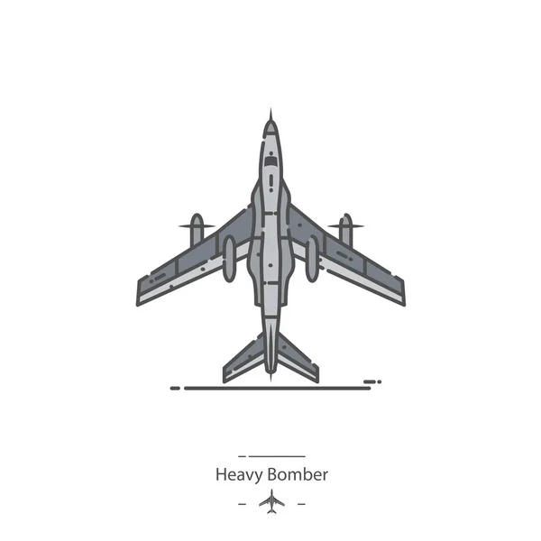 Schwerer Bomber Linienfarbsymbol — Stockvektor