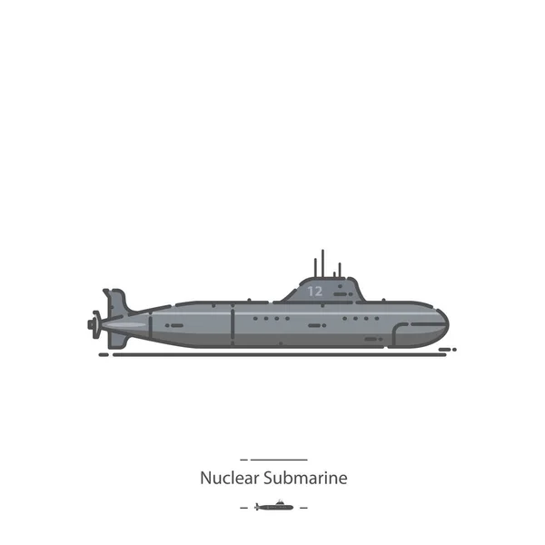 Nuclear Submarine Linje Färg Ikon — Stock vektor