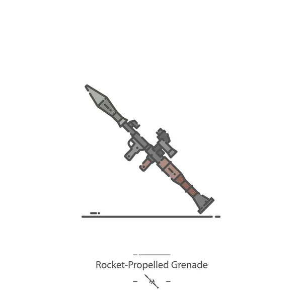 Rocket Propelled Granát Barva Čáry Ikona — Stockový vektor