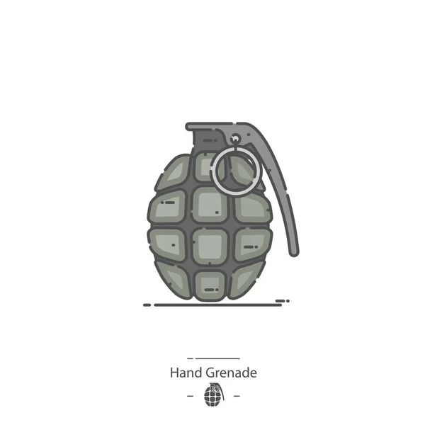 Hand Grenade Line Color Icon — Stock Vector