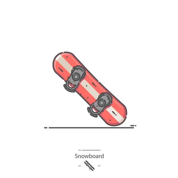 Piros Snowboard Vonal Színe Ikon — Stock Vector