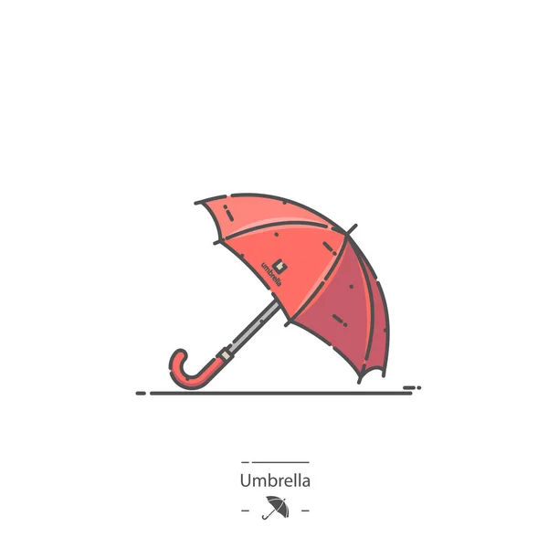Parapluie Rouge Icône Couleur Ligne — Image vectorielle