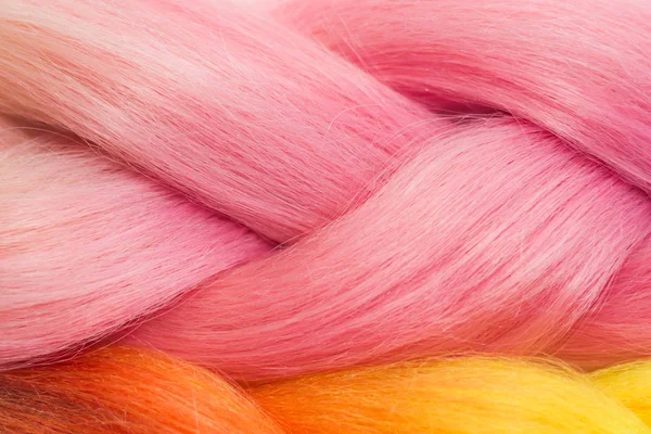 Pembe ve turuncu kanekalon doku örgü