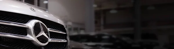 Mercedes car pasted with vynil film banner — 스톡 사진