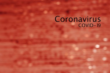 Coronavirus Covid-19 yazıtlı kan dolaşımının soyut görüntüsü. Salgın hastalık riski, kan virüsü, bağışıklık bilimi, viroloji, epidemiyoloji konsepti. Metin için yeri olan resim.