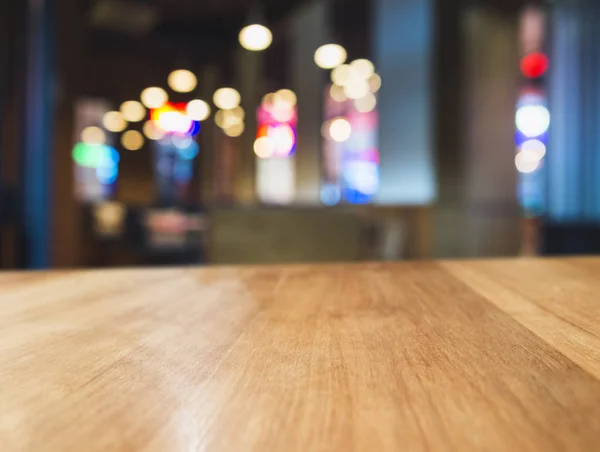 Tampo da mesa Luz colorida Bar desfocado restaurante café interior — Fotografia de Stock