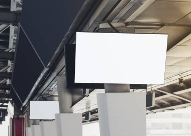 Blank LCD Screen display mock up banner in Subway station clipart