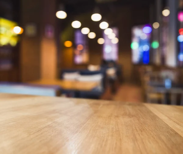 Tischplatte buntes Licht verschwommen Bar Sitze Restaurant Café Interieur — Stockfoto