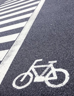 Bisiklet lane tabela Caddesi üzerinde