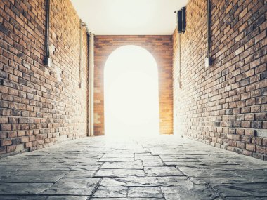 Kapı tuğla duvar mimari aydınlatma kavramsal ile kasa 