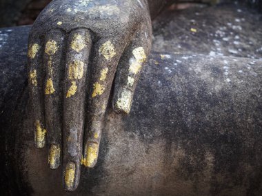 Buda heykeli el altın varak antika koleksiyonu ile