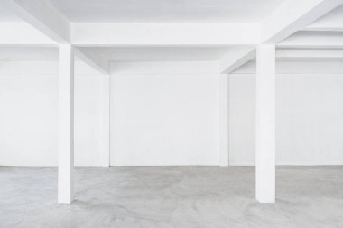 Boş iç Loft beyaz boşluk duvar binanın beton zemin