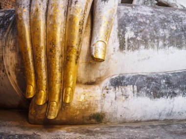 Buda heykeli el altın varak antika koleksiyonu ile