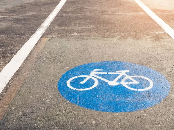 Bicycle lane signage on street safety symbol outdoor — Stock Photo, Image