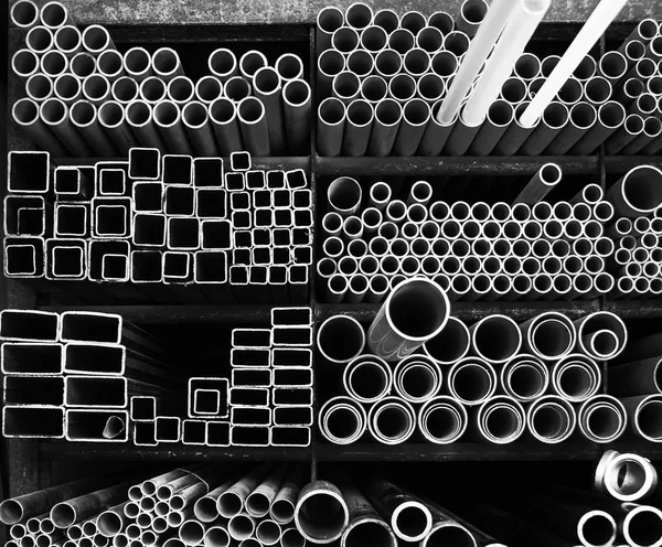 Industria de tubos de acero Almacenamiento de pilas de materiales — Foto de Stock