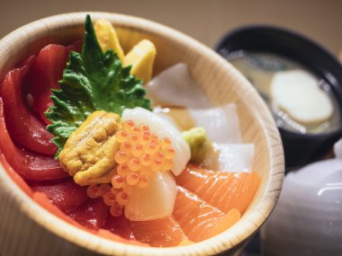 Japonya gıda Model ekran Sashimi pirinç kase Restoran Menü