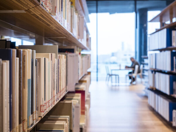 Library Book shelf with people reading Interior Education 