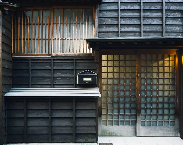 일본 집 건축 세부 사항 패턴 나무 벽 프레임 — 스톡 사진