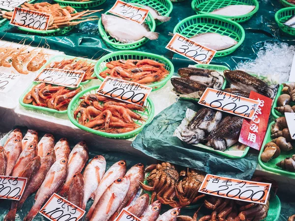 Seafood sell in Fresh Market Local Food market Japan gourmet