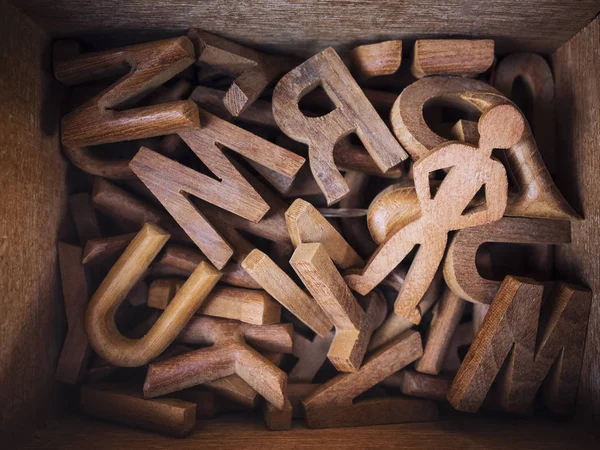 Tipo de alfabeto de madeira Fornecimento de artesanato Indústria — Fotografia de Stock