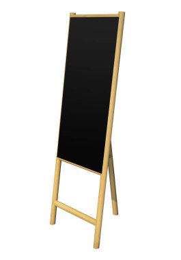 Kara tahta stand ahşap şövale boş poster tabela izole