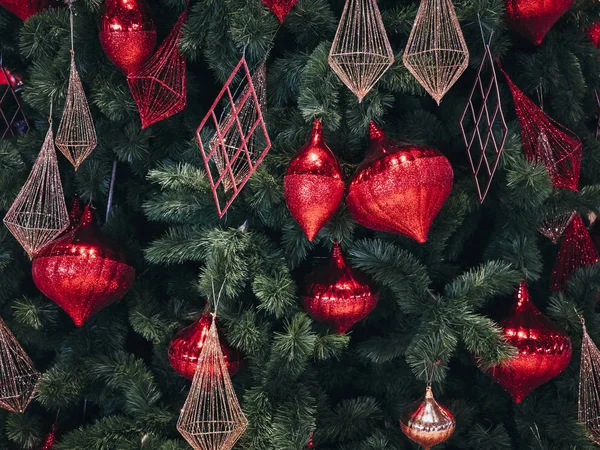 圣诞树圣诞装饰品红球装饰品假日背景 — 图库照片