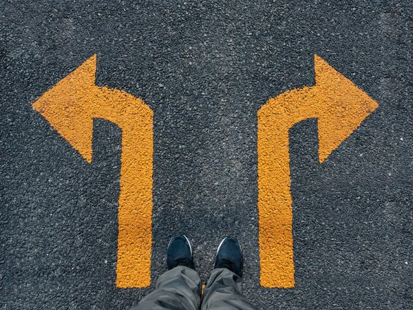 Man Standing Arrow Direction Choice Left and Right signage