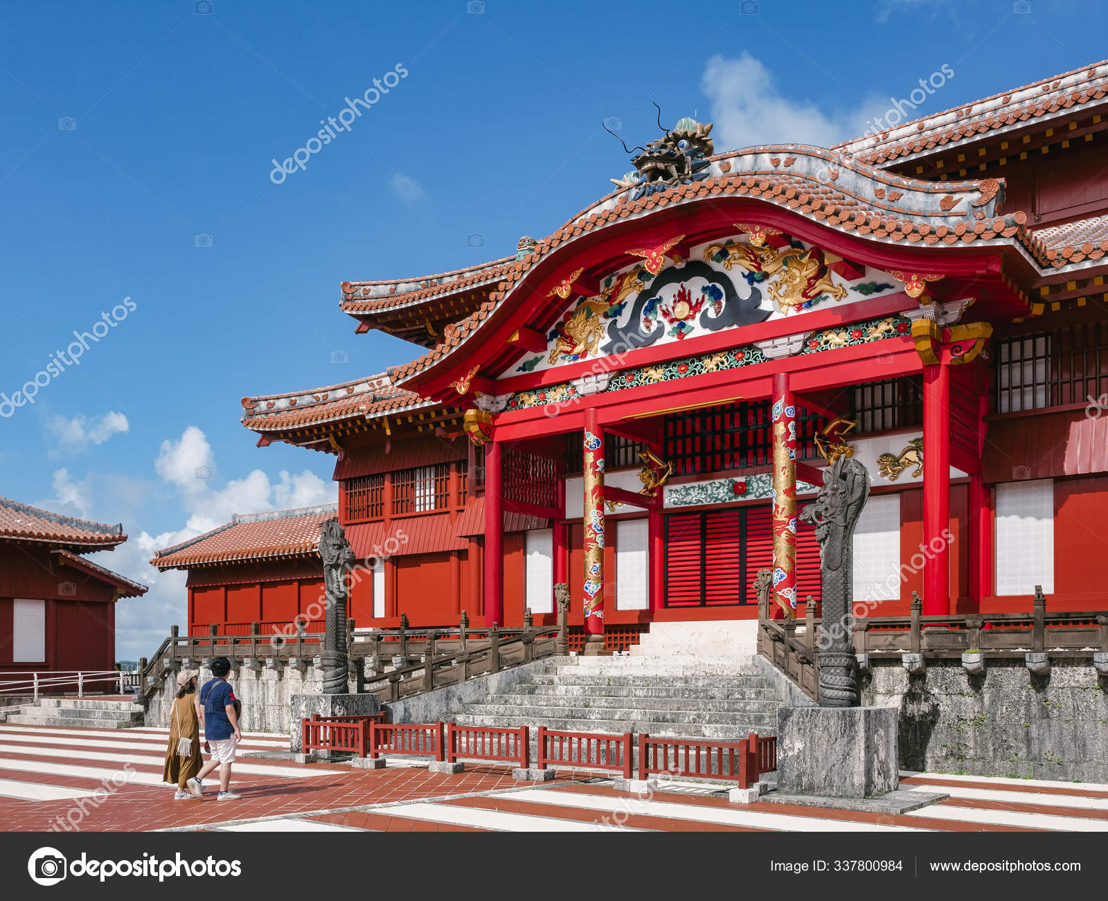 日本冲绳- 2019年9月1日：水里堡琉球王国冲绳地标，2019年10月在