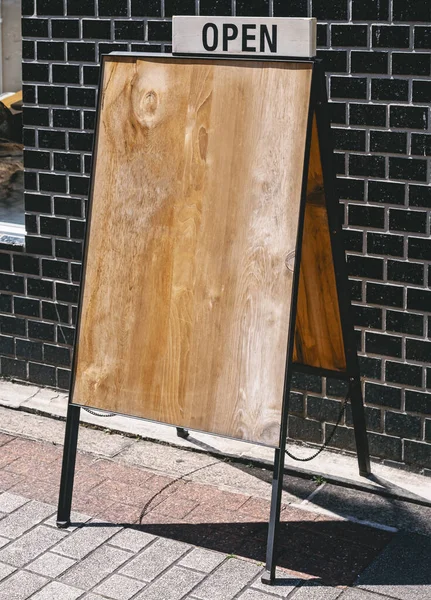 Mock Menu Holztafel Schild Ständer Cafe Restaurant — Stockfoto