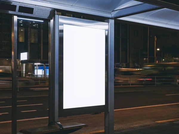 Mock Billboard Banner Sjabloon Bus Shelter Media Reclame Outdoor Straat — Stockfoto