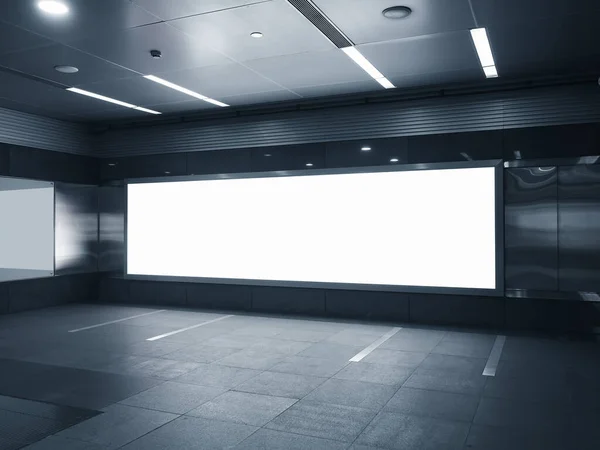 Mock Banner Blank Billboard Media Indoor Public Building Subway Station — Stock Photo, Image