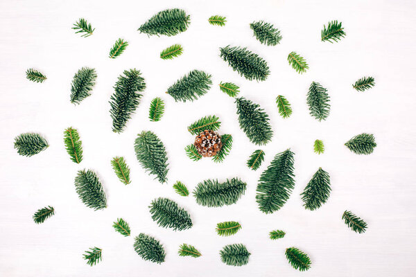 Natural christmas pattern made of fir branches.